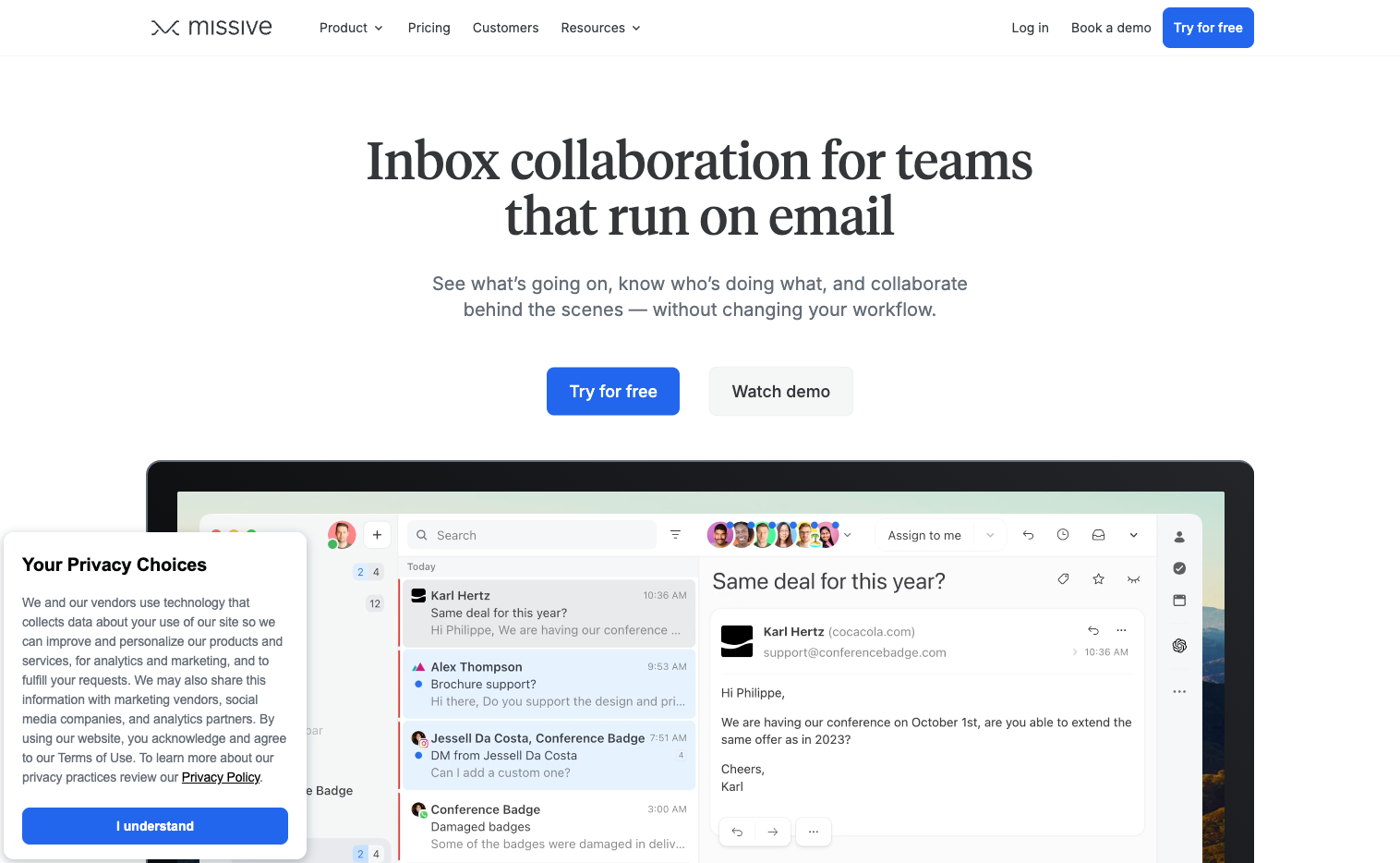 AI customer service tools like Missive for team inbox collaboration