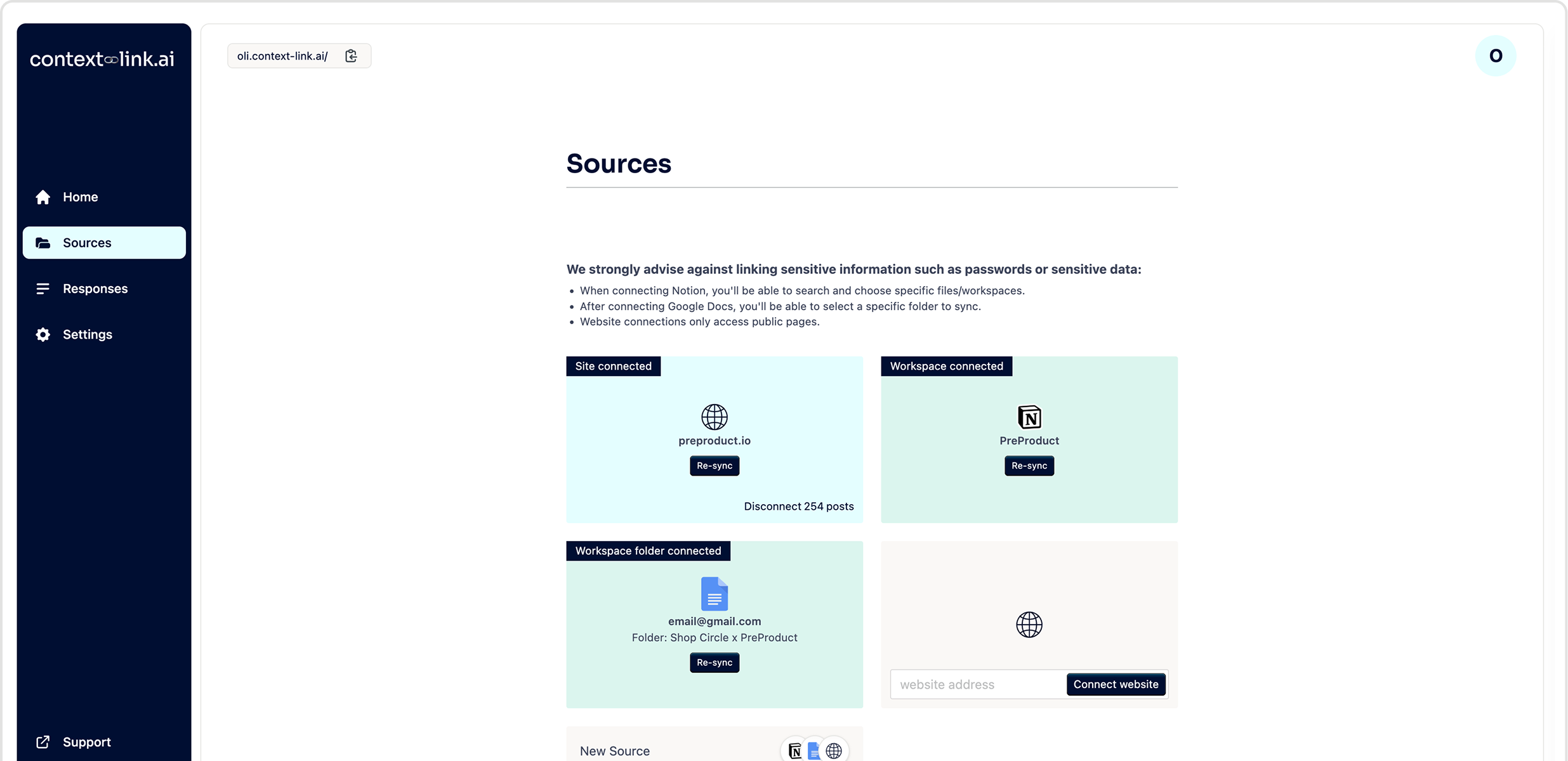 Connected sources overview